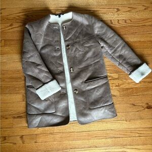 Asos Stradivarius Shearling Coat in Tan